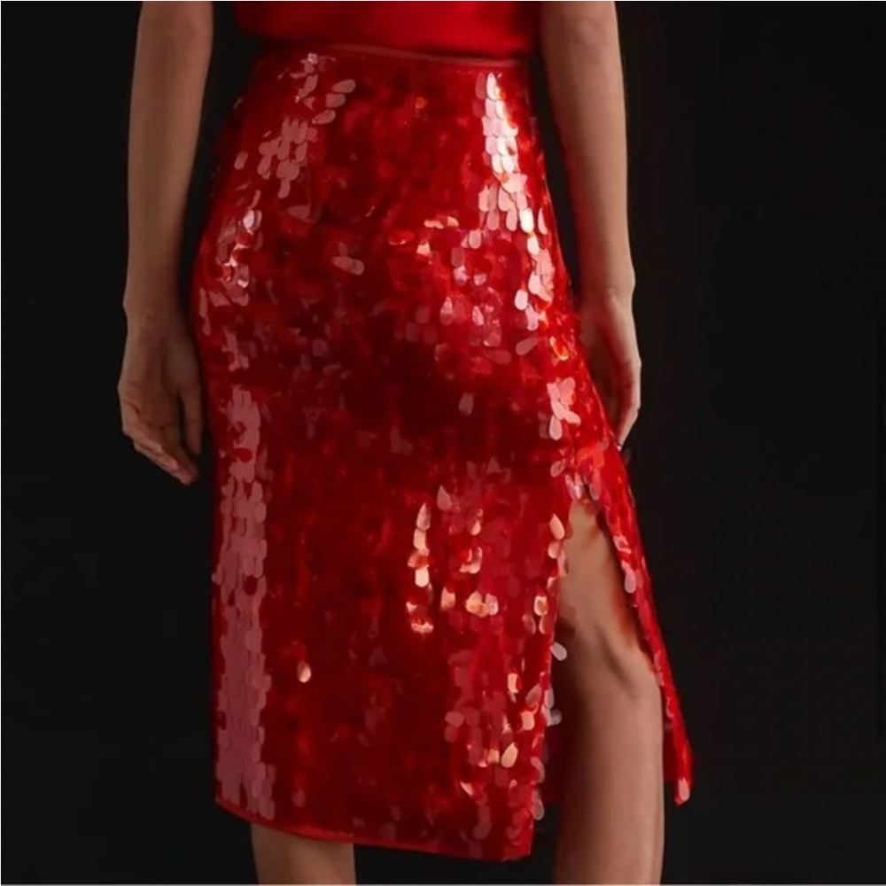 NWT Anthropologie Maeve Red Sequin Women's Skirt